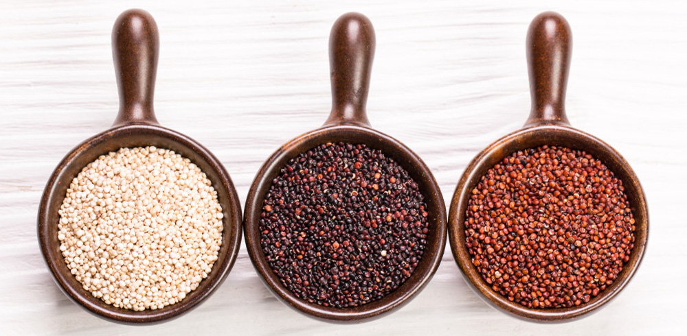 Quinoa varieties: white, red and black quinoa
